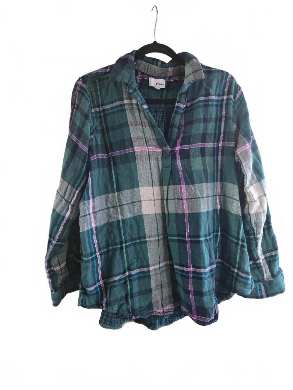 Sonoma XL Green Plaid Button-Up Shirt